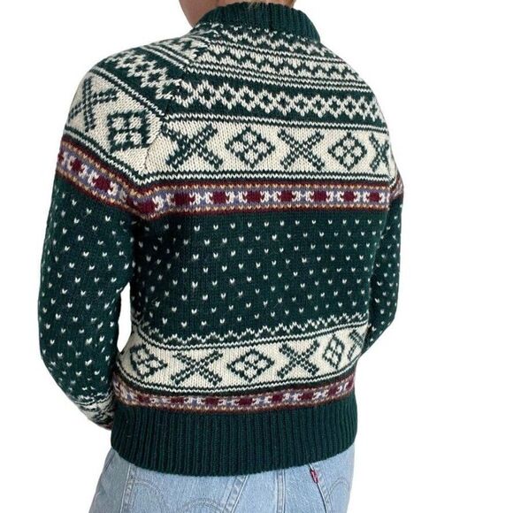 Vintage 90s Womens The Limited NWT Fair Isle 100% Wool Green Nordic Sweater Sz S - Picture 9 of 9